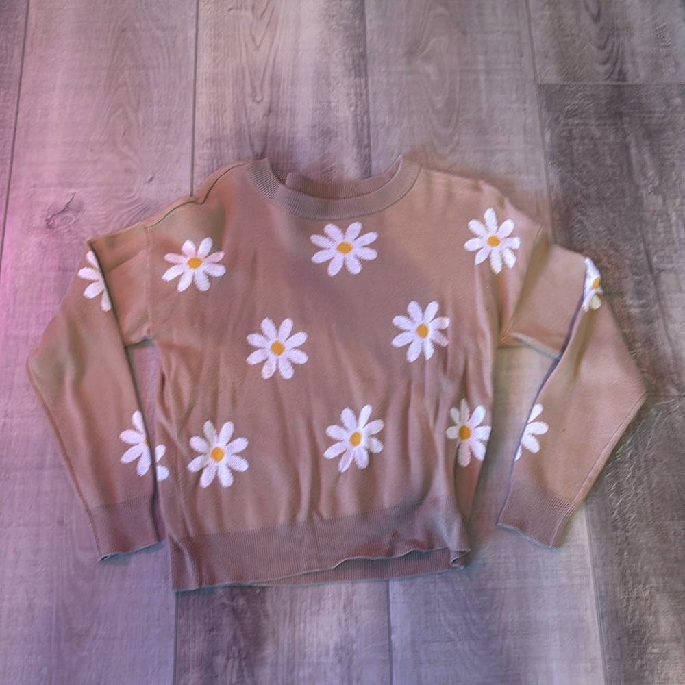 cream/tan flower sweater